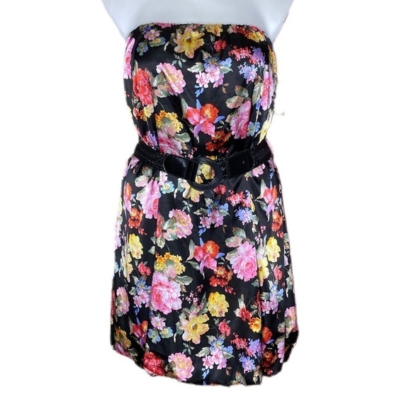 Torrid Strapless Dress Floral Black with Belt Size 2X - Picture 2 of 8